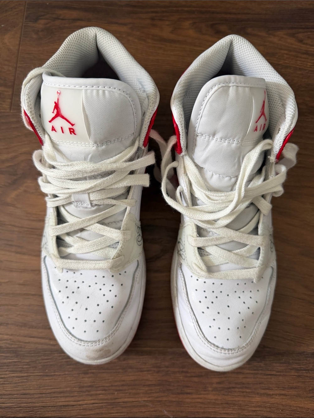 Nike Kids White and Red High-Top Sneakers